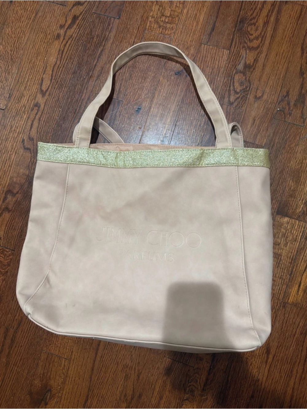 Jimmy Choo Cream Tote with Gold Metallic Trim